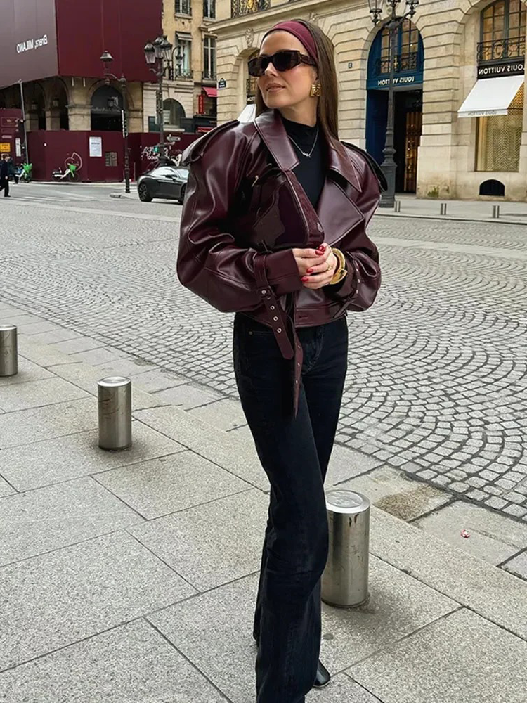 Holly™ - Burgundy Biker Jacket