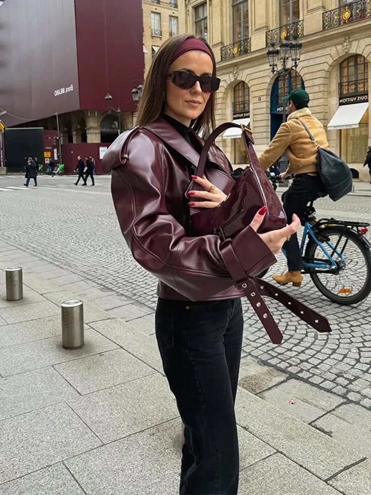 Holly™ - Burgundy Biker Jacket